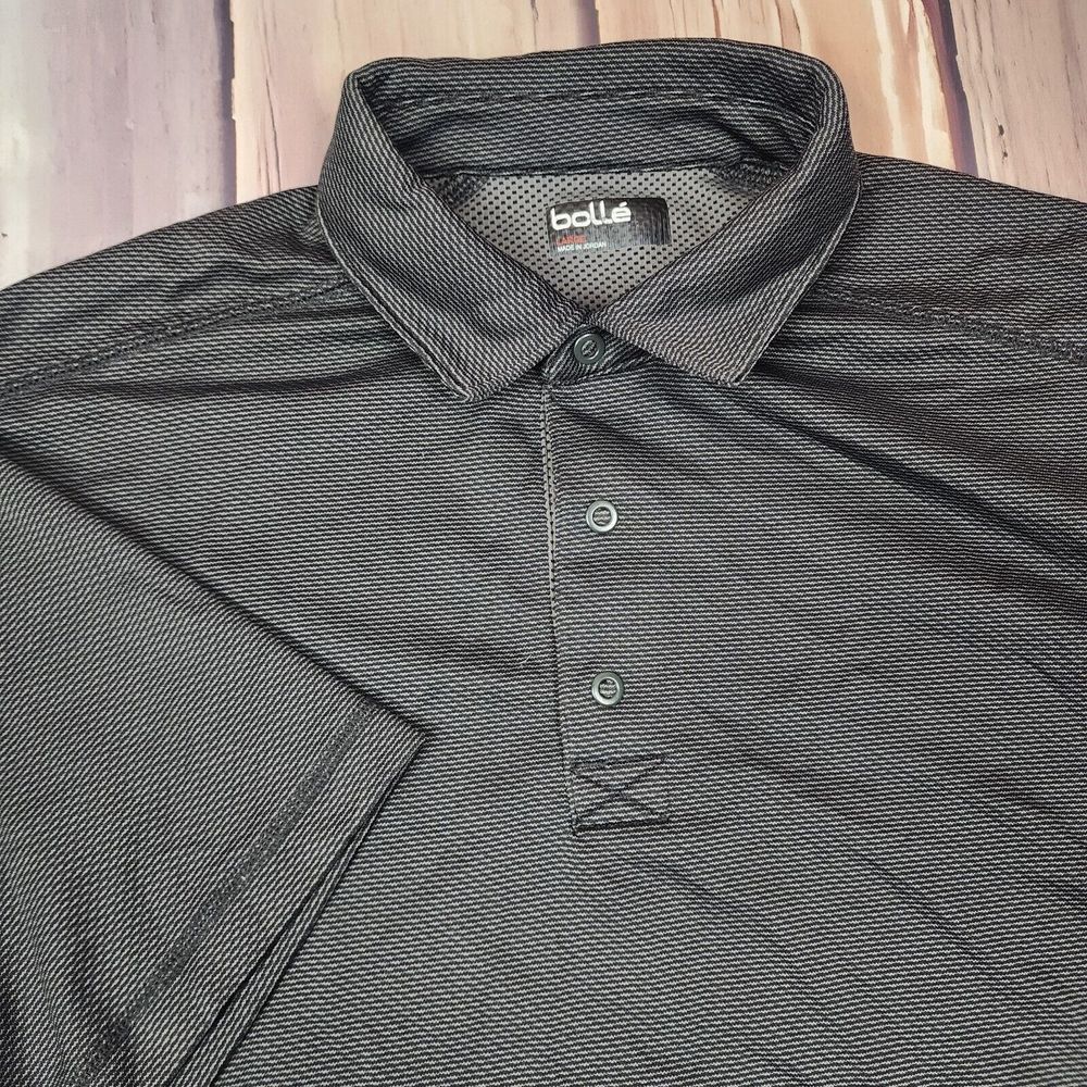 Bolle Men's L Golf Moisture Wicking Performance Polo Golf Shirt Polyester Black
